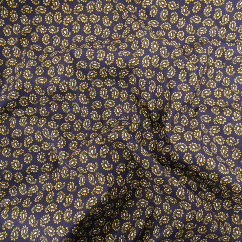 Popeline Imprimée Paisley Bleu Marine - Maison Klem